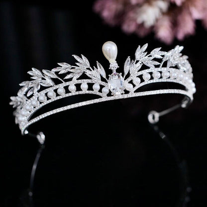Toscana - Pearl and Crystal Bridal Tiara - Available in Silver and Gold