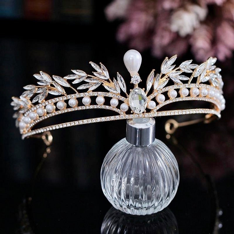 Toscana - Pearl and Crystal Bridal Tiara - Available in Silver and Gold