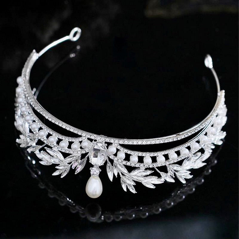 Toscana - Pearl and Crystal Bridal Tiara - Available in Silver and Gold