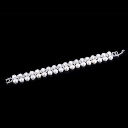 Katelyn - Pearl and Cubic Zirconia Bridal Bracelet