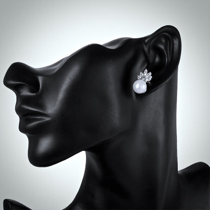 Catherine - Pearl and Cubic Zirconia Jewelry Set - Available in Silver and Gold