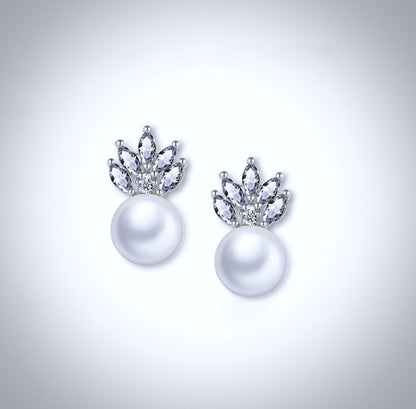 Catherine - Pearl and Cubic Zirconia Bridal Earrings