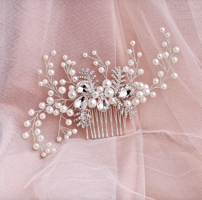 Astrid - Winter Pearl and Crystal Bridal Hair Comb