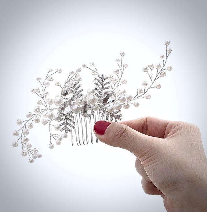 Astrid - Winter Pearl and Crystal Bridal Hair Comb