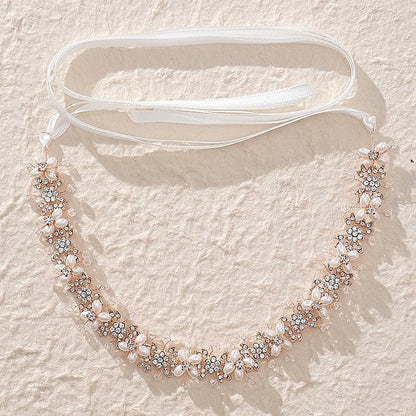 "Trixie" - Pearl and Crystal Bridal Headband - Available in Silver and Rose Gold