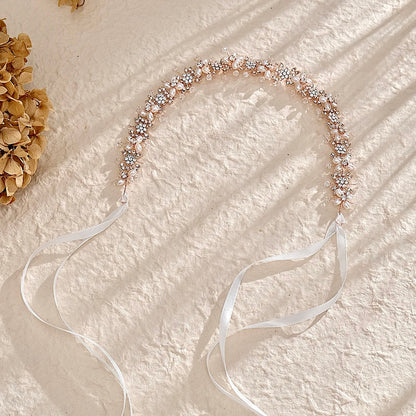 "Trixie" - Pearl and Crystal Bridal Headband - Available in Silver and Rose Gold