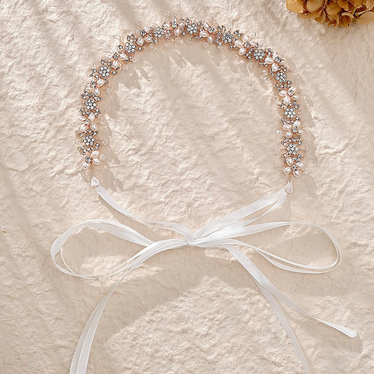 "Trixie" - Pearl and Crystal Bridal Headband - Available in Silver and Rose Gold