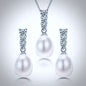 "Doris" - Sterling Silver Pearl and Cubic Zirconia Bridal Jewelry Set