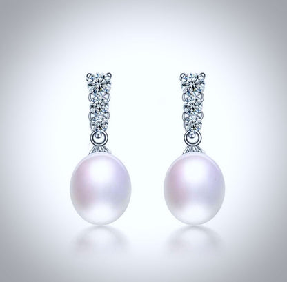 "Doris" - Sterling Silver Pearl and Cubic Zirconia Bridal Jewelry Set