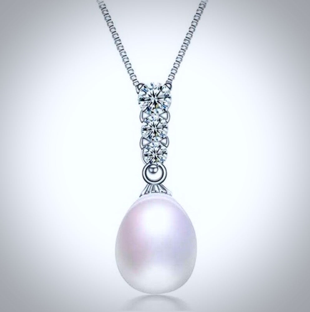 "Doris" - Sterling Silver Pearl and Cubic Zirconia Bridal Jewelry Set