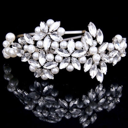 Cornelia - Silver Pearl and Crystal Bridal Side-Headband