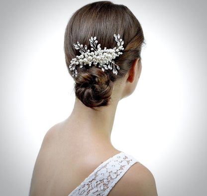 "Missy" - Silver Pearl and Crystal Bridal Hair Comb