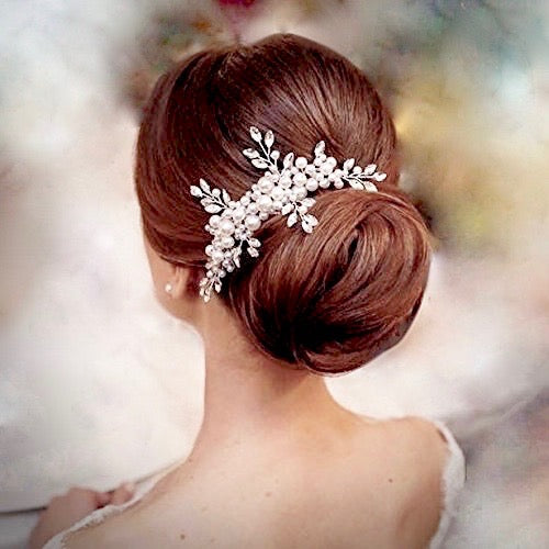 "Missy" - Silver Pearl and Crystal Bridal Hair Comb
