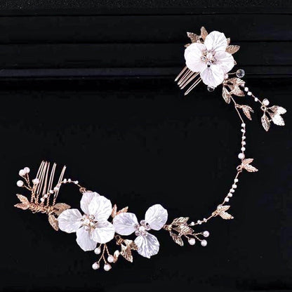 Kathia - Gold Pearl and Crystal Bridal Headband
