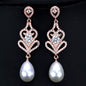 Hilton - Pearl and Cubic Zirconia Bridal Earrings - Available in Silver and Rose Gold