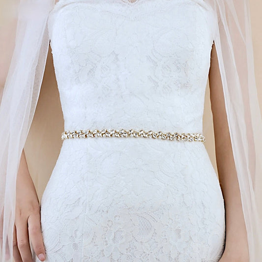 Arya - Pearl and Crystal Bridal Belt - Available in Silver, Rose Gold and Yellow Gold