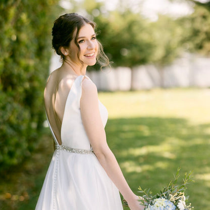 Jordan - Silver Pearl and Crystal Bridal Belt/Sash