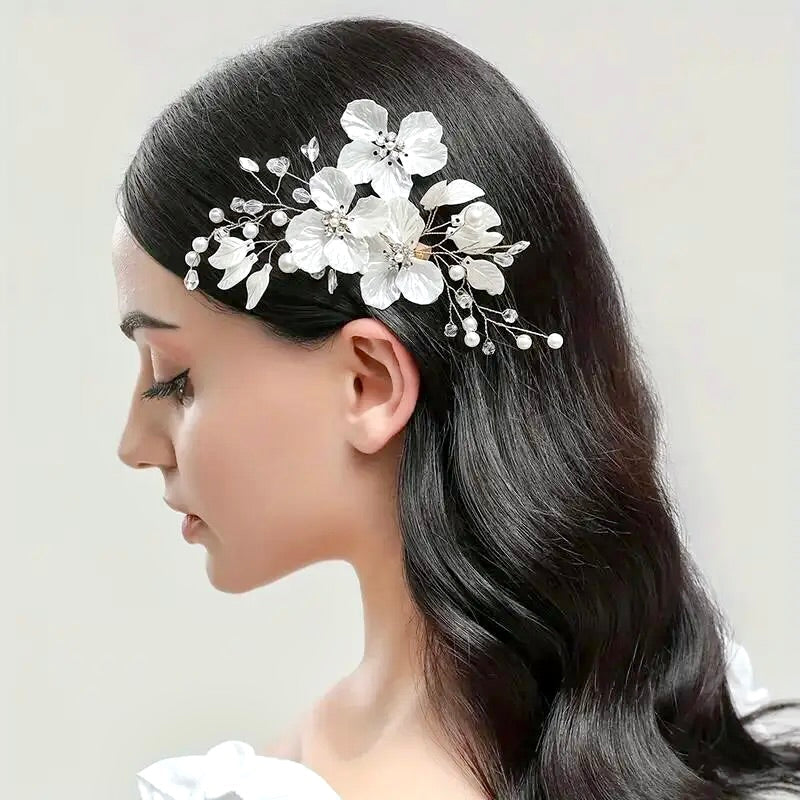 Kira - Floral Bridal Hair Clip/Vine - Available in Silver and Gold