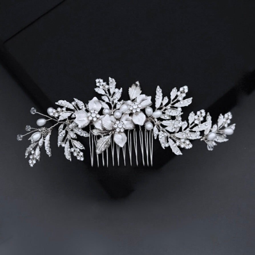 Galina - Pearl and Crystal Bridal Hair Comb- Available in Gold and Silver