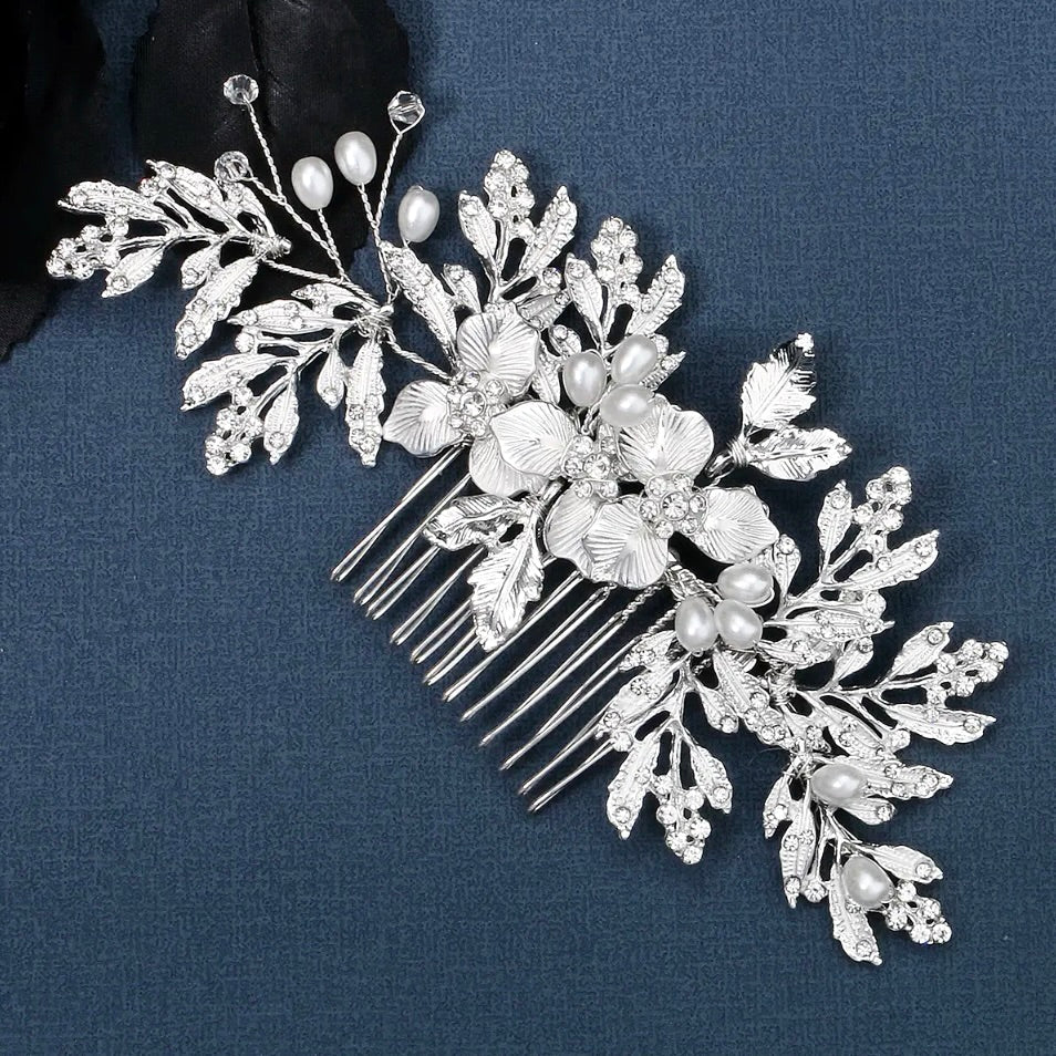 Galina - Pearl and Crystal Bridal Hair Comb- Available in Gold and Silver