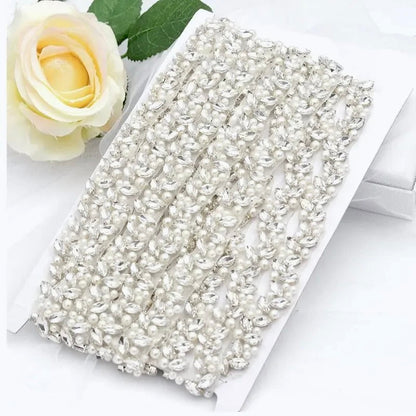 Arya - Pearl and Crystal Bridal Belt - Available in Silver, Rose Gold and Yellow Gold