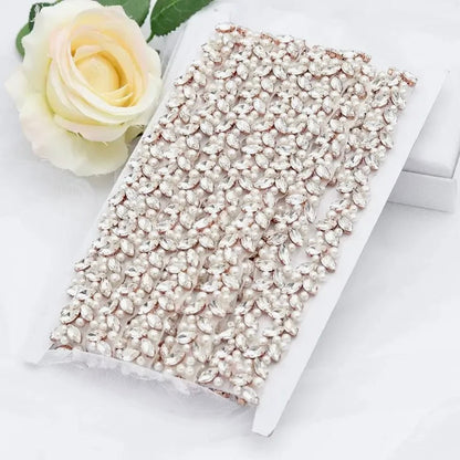 Arya - Pearl and Crystal Bridal Belt - Available in Silver, Rose Gold and Yellow Gold