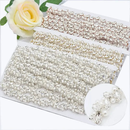 Arya - Pearl and Crystal Bridal Belt - Available in Silver, Rose Gold and Yellow Gold