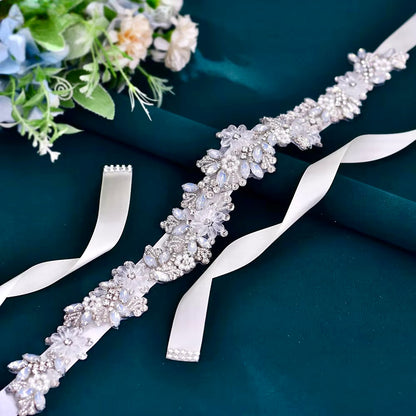 Dakota - Pearl and Opal Bridal Belt/Sash