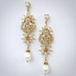 Eudora - Art Deco Pearl and CZ Bridal Earrings - Available in Silver, Rose Gold and Yellow Gold