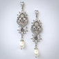 Eudora - Art Deco Pearl and CZ Bridal Earrings - Available in Silver, Rose Gold and Yellow Gold