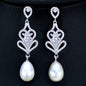 Hilton - Pearl and Cubic Zirconia Bridal Earrings - Available in Silver and Rose Gold
