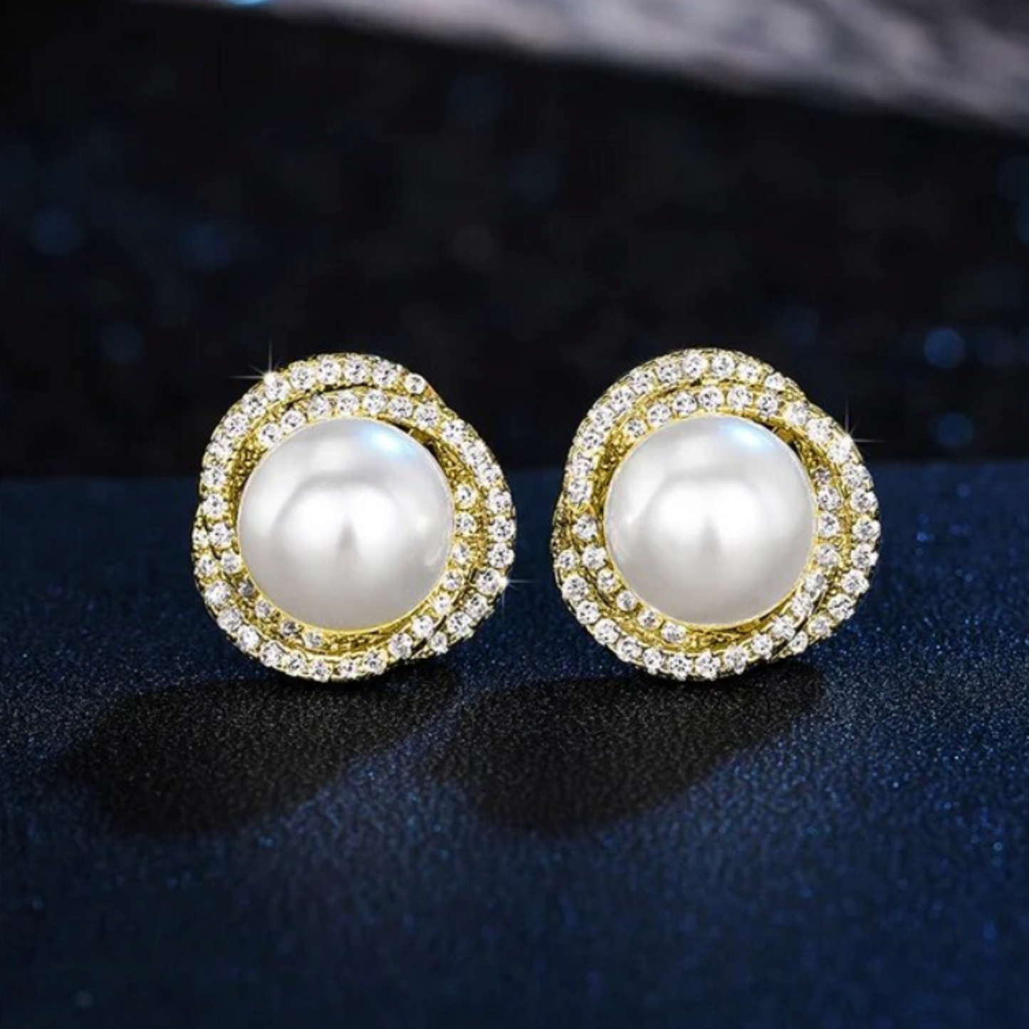 Margaux - Pearl and Cubic Zirconia Bridal Earrings - Available in Silver, Rose Gold and Yellow Gold