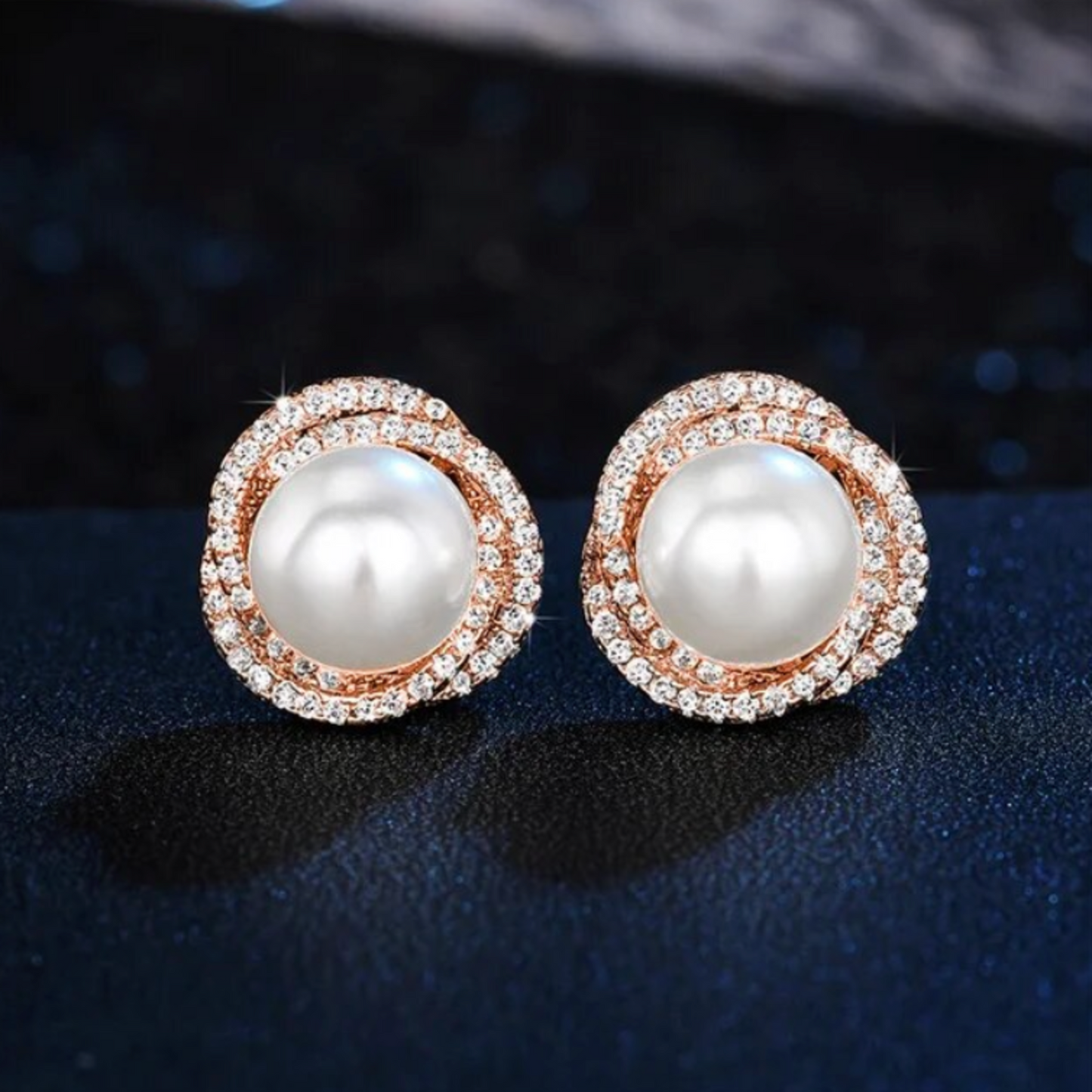Margaux - Pearl and Cubic Zirconia Bridal Earrings - Available in Silver, Rose Gold and Yellow Gold