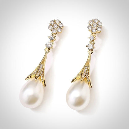 Anyani - Pearl Bridal Earrings - Available in Silver and Gold
