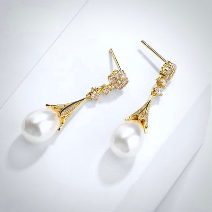 Anyani - Pearl Bridal Earrings - Available in Silver and Gold