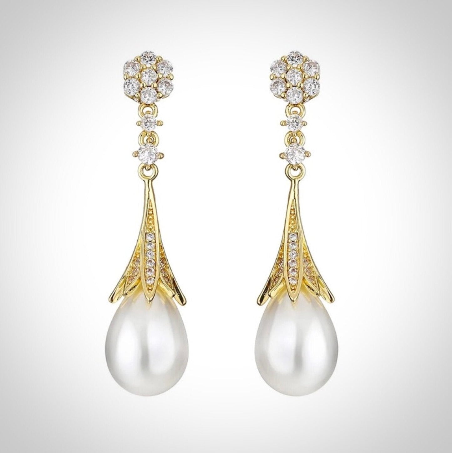 Anyani - Pearl Bridal Earrings - Available in Silver and Gold
