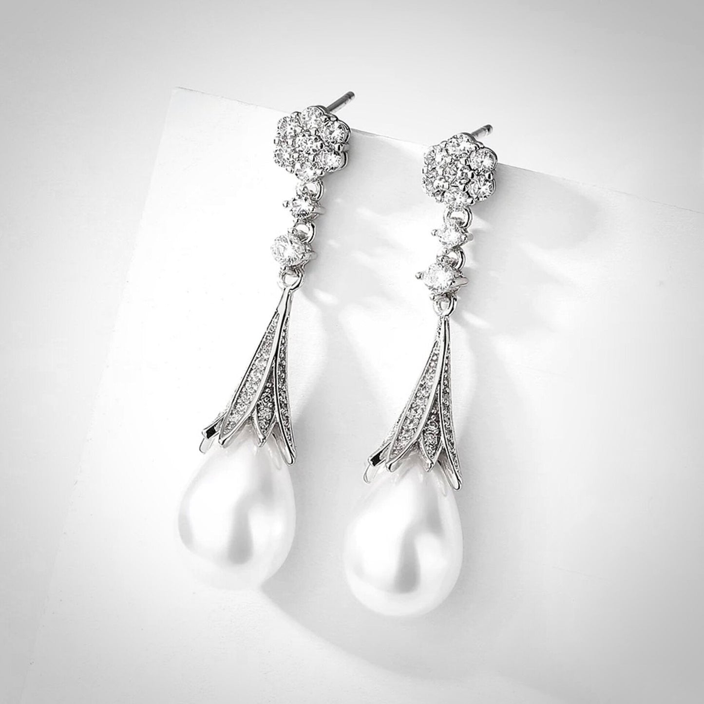 Anyani - Pearl Bridal Earrings - Available in Silver and Gold