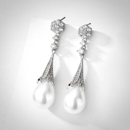 Anyani - Pearl Bridal Earrings - Available in Silver and Gold