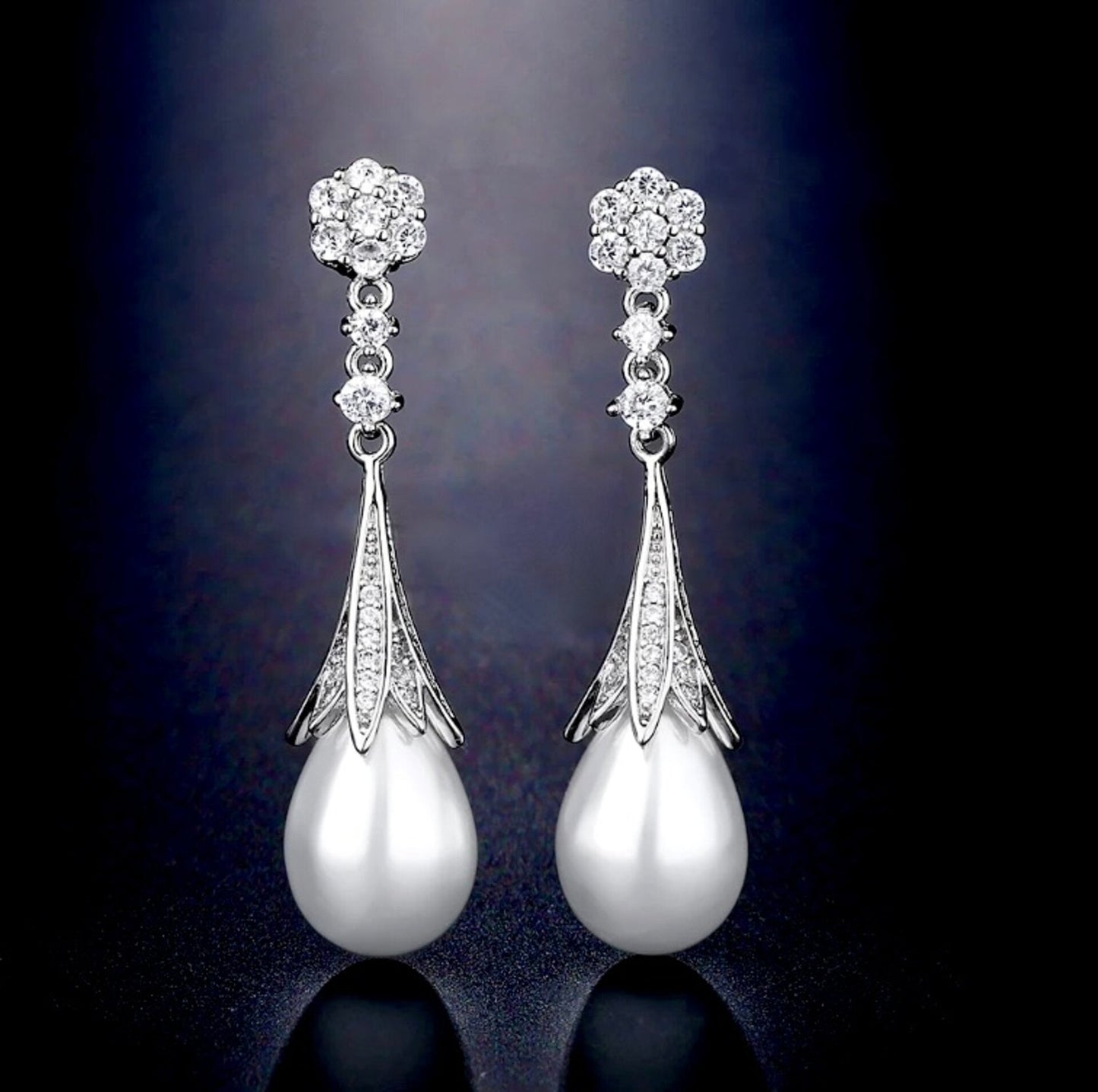 Anyani - Pearl Bridal Earrings - Available in Silver and Gold