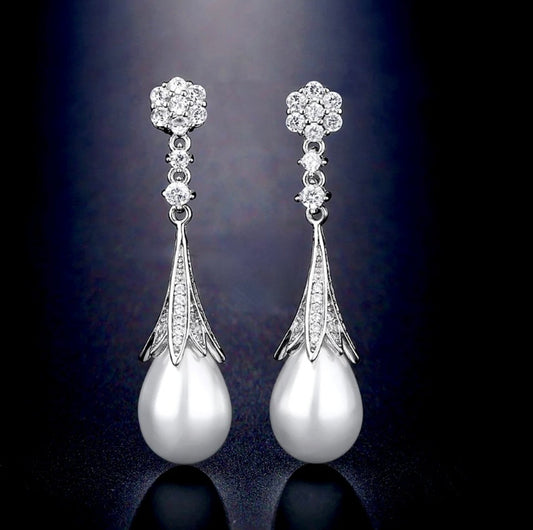 Anyani - Pearl Bridal Earrings - Available in Silver and Gold