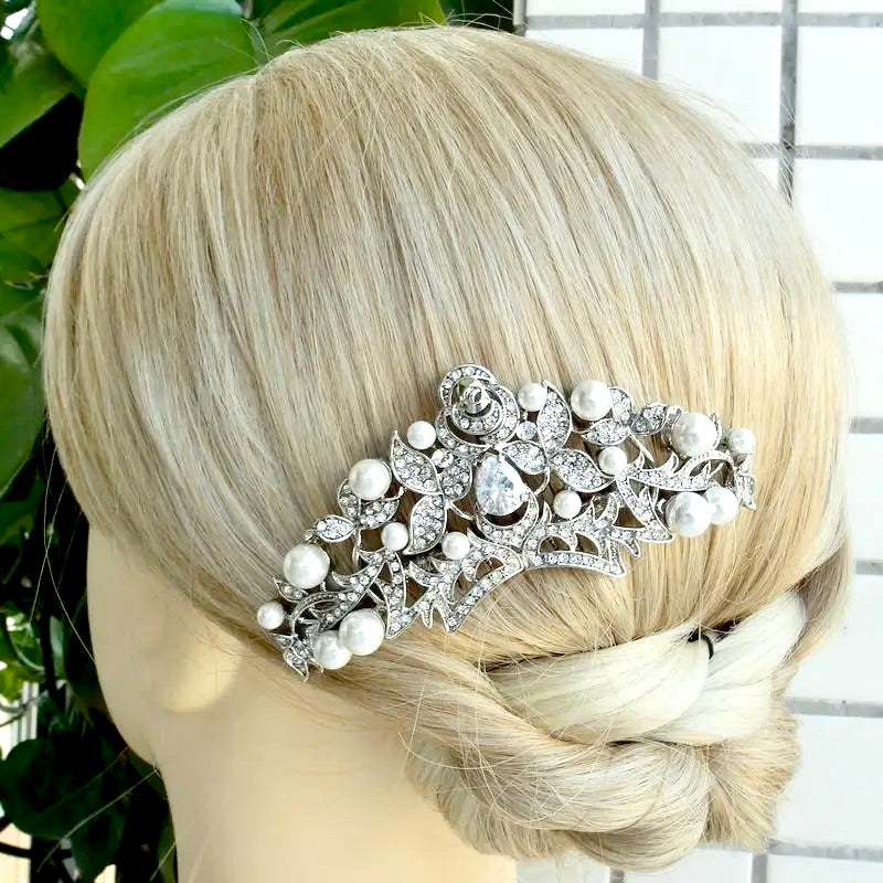 "Lorena" - Pearl and Crystal Bridal Hair Comb