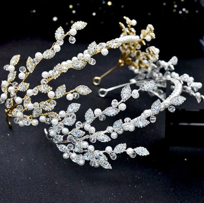 Miami - Pearl and Crystal Bridal Headband - Available in Silver and Gold