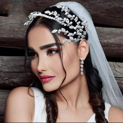 Miami - Pearl and Crystal Bridal Headband - Available in Silver and Gold