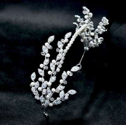 Miami - Pearl and Crystal Bridal Headband - Available in Silver and Gold