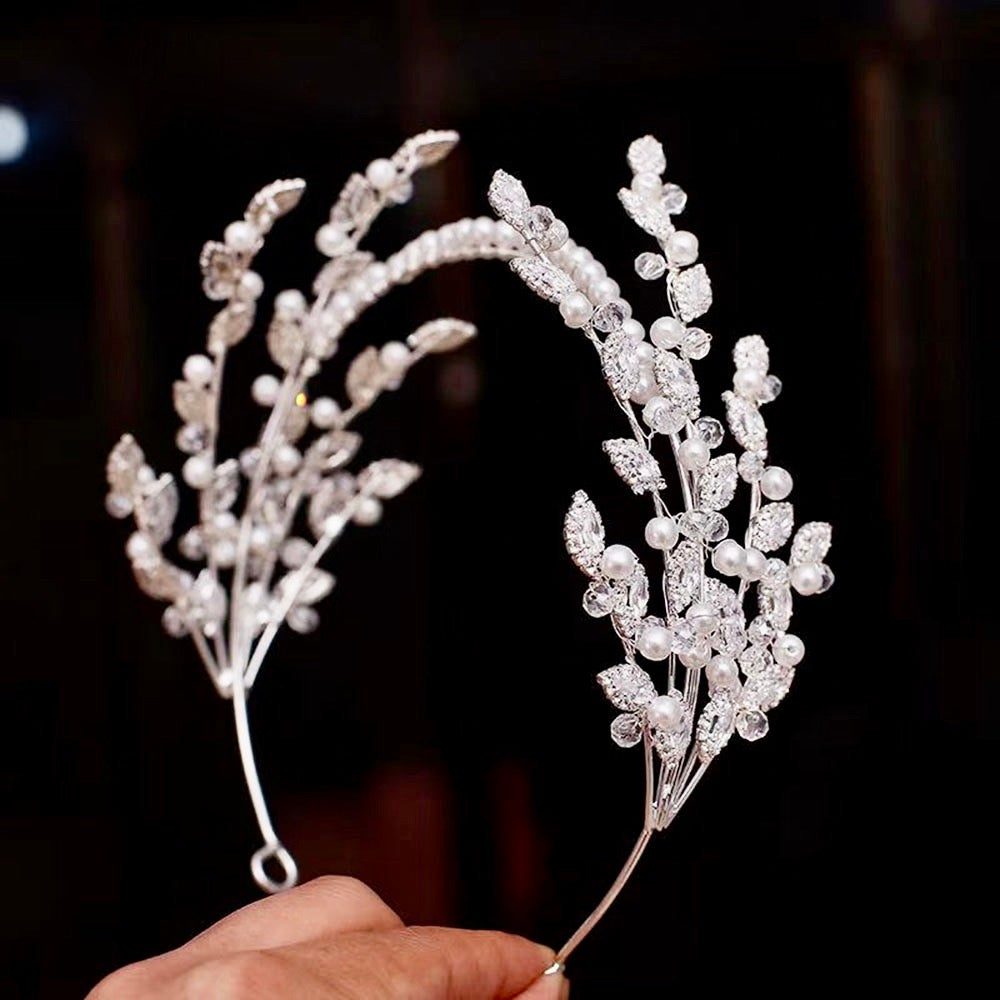 Miami - Pearl and Crystal Bridal Headband - Available in Silver and Gold