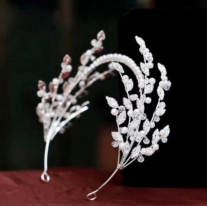 Miami - Pearl and Crystal Bridal Headband - Available in Silver and Gold