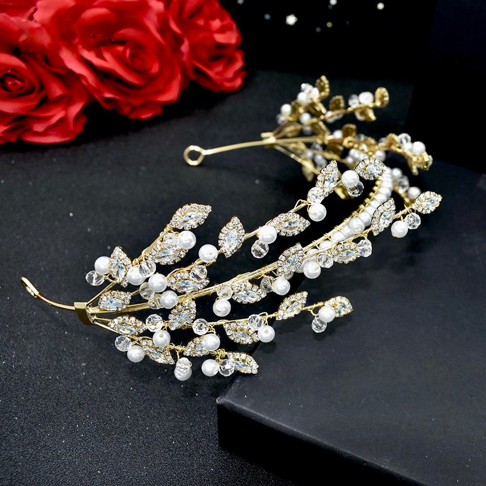 Miami - Pearl and Crystal Bridal Headband - Available in Silver and Gold