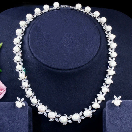 Farrah - Luxury Pearl and CZ Bridal Jewelry Set