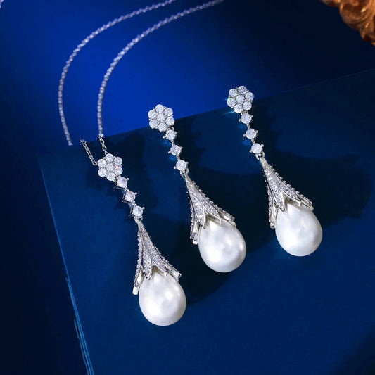 Anjou - Pearl and Cubic Zirconia Bridal Jewelry Set