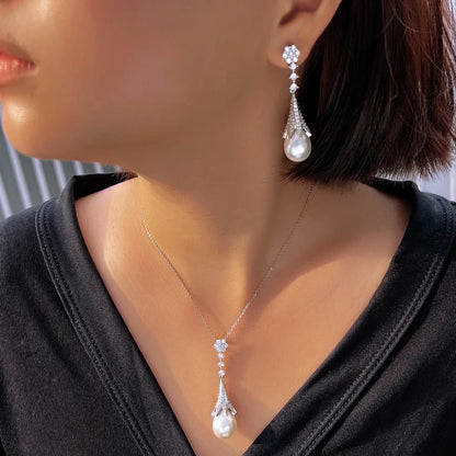 Anjou - Pearl and Cubic Zirconia Bridal Jewelry Set